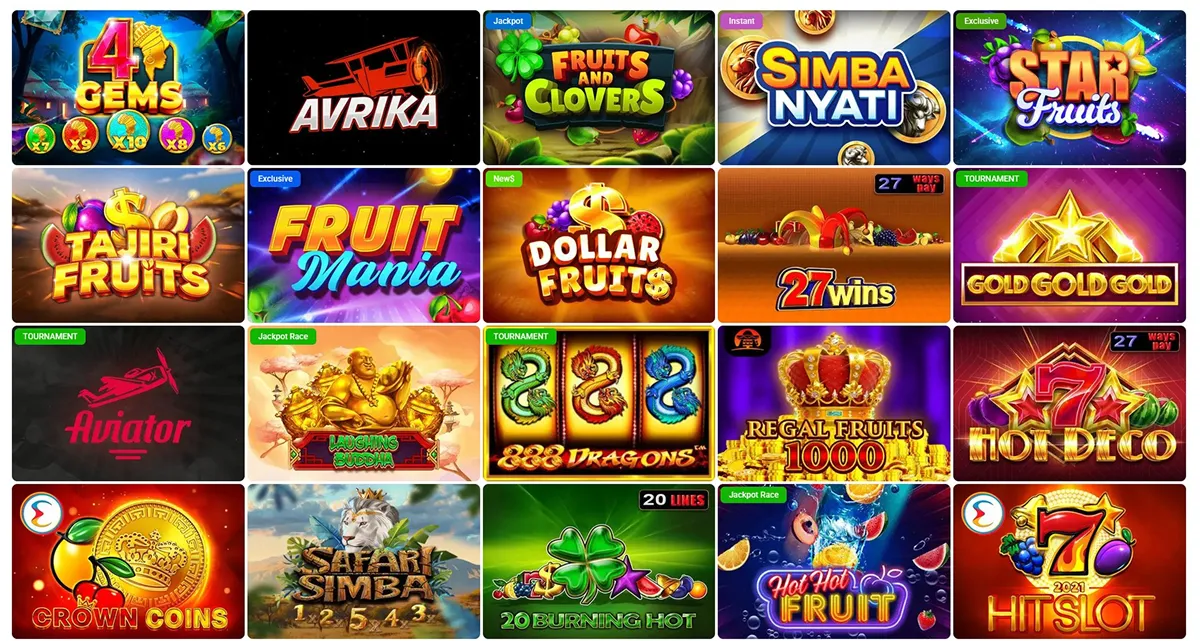 Hulusport casino game lobby with slot and jackpot tiles